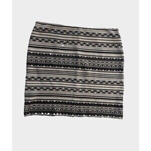 J. Jill Pencil Skirt Womens Medium Petite Pull On Black & Off White/Ivory Mini